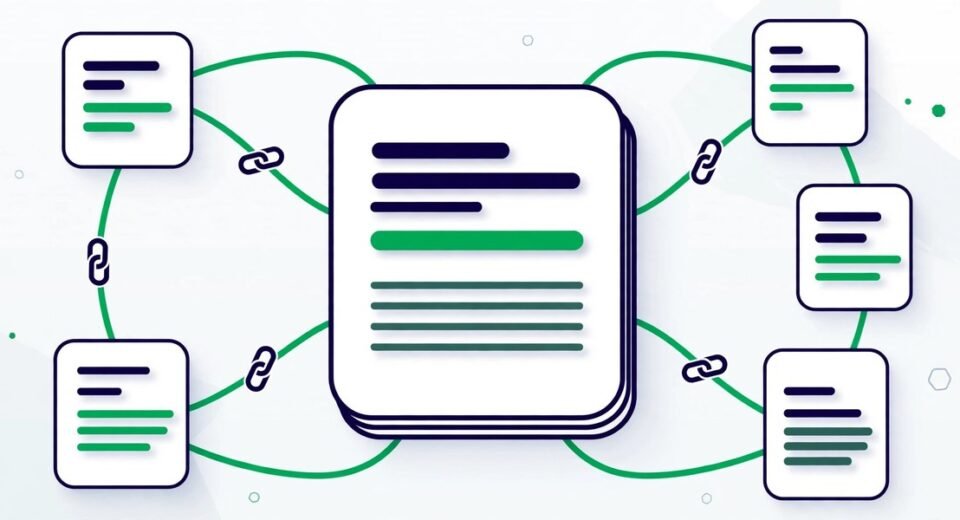 Internal linking strategy for blogs - diagram showing pillar posts connected to supporting articles